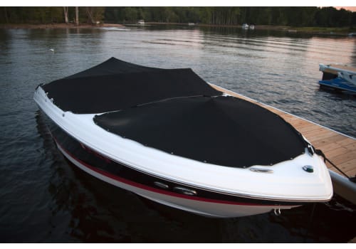Taylor Made Original Equipment Bow Cover and Cockpit Cover on a Boat